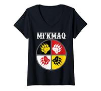 Femme Roue de médecine amérindienne Micmac Mi'Kmaq Nation T-Shirt avec Col en V