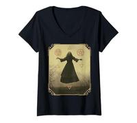 Femme Roue d'Hécate Symboles 4 Éléments Wicca Sorcellerie Moderne T-Shirt avec Col en V