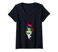 Femme Roues dentées colorées dans Une Fissure T-Shirt avec Col en V