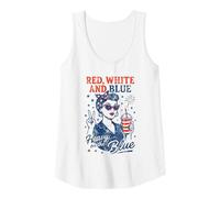 Femme Rouge Blanc Bleu Heavy on The Blue 4th Juillet Liberal Feminist Débardeur