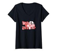 Femme Rouge Bordeaux Couleur Whole Lotta New Drip Bordeaux T-Shirt avec Col en V