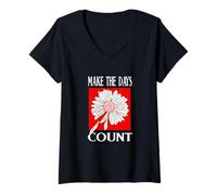 Femme Rouge Don't Count The Days Red Graphic T-Shirt avec Col en V