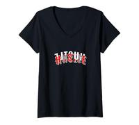 Femme Rouge Hustle Every Which Way Red Graphic T-Shirt avec Col en V