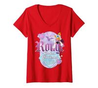 Femme Rouge The Bat 25 Years Anniversary Vintage T-Shirt avec Col en V