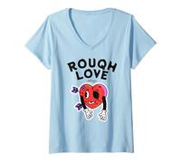 Femme Rough Love Always Funny Broken Heart, Dessin animé Anti-Saint-Valentin T-Shirt avec Col en V