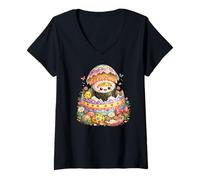 Femme Rouleau de Sushi œuf de Pâques éclosé | Jolie Surprise printanière T-Shirt avec Col en V