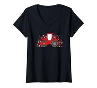 Femme Rouleau Vapeur pour Saint-Valentin rempli de cœurs d'amour T-Shirt avec Col en V