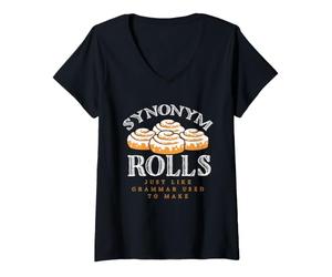 Femme Rouleaux de Grammaire Anglaise de Cuisson T-Shirt avec Col en V