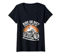 Femme Rouler Ou Mourir Déjà Mort Je Roule T-Shirt avec Col en V