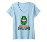 Femme Rousse St Paddys Day Tenue Cheveux Roux DNA Irlandais Gingembre T-Shirt avec Col en V