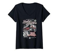Femme Route 66, la route qui a construit l'Amérique T-Shirt avec Col en V