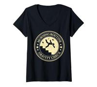 Femme Routine matinale Gravity Check Humorous Fall T-Shirt avec Col en V