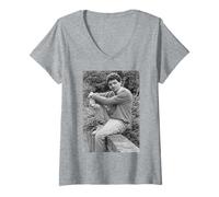 Femme Rowan Atkinson Mr Bean Blackadder Acteur Comique Britannique T-Shirt avec Col en V