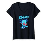 Femme Rox A Lotl Axolotl Rock Guitariste T-Shirt avec Col en V