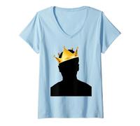 Femme Royal Anonymous Man with Golden Crown, Anonymous T-Shirt avec Col en V