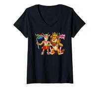 Femme Royaume-Uni Drapeau Britannique Afrique du Sud Anglais T-Shirt avec Col en V