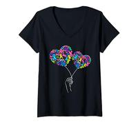 Femme Ruban de sensibilisation à Tout ce que le cancer compte T-Shirt avec Col en V