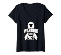 Femme Ruban de Sensibilisation au Cancer du poumon Guerrier Depuis 2026 T-Shirt avec Col en V