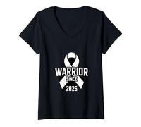 Femme Ruban de Sensibilisation au Cancer du poumon Guerrier Depuis 2026 T-Shirt avec Col en V
