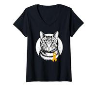 Femme Ruban jaune de sensibilisation à l'endométriose pour chat T-Shirt avec Col en V