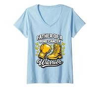 Femme Ruban Jaune de Sensibilisation au Cancer des os pour Papa, Lutte Contre Le sarcome T-Shirt avec Col en V