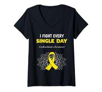 Femme Ruban Jaune de Sensibilisation aux Maladies de l'endométriose T-Shirt avec Col en V