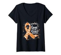 Femme Ruban Orange pour Sensibilisation au Cancer de la leucémie T-Shirt avec Col en V