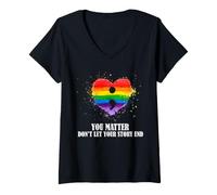 Femme Ruban Point-Virgule « Suicide Prevention Awareness You Matter » T-Shirt avec Col en V
