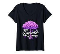 Femme Ruban « Remember for You Alzheimer's Awareness Support Squad » T-Shirt avec Col en V