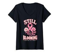 Femme Ruban Rose de Sensibilisation aux survivants du Cancer du Sein T-Shirt avec Col en V