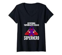 Femme Ruban Violet de Super-héros de maladie trophoblastique gestationnelle T-Shirt avec Col en V
