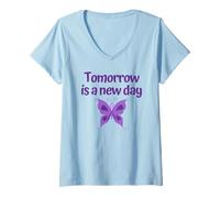 Femme Ruban Violet inspirant pour la récupération des Troubles de l'alimentation T-Shirt avec Col en V