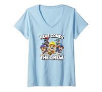 Femme Rubble & Crew Here Comes the Crew T-Shirt avec Col en V