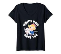 Femme Rudolph Misfits Have More Fun Hermey Retro Christmas T-Shirt avec Col en V