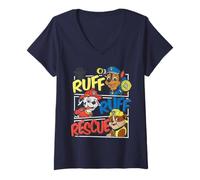 Femme Ruff Ruff Rescue Personnages dans Les Rectangles T-Shirt avec Col en V
