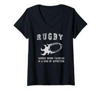Femme Rugby : être attaqué est Un Signe d'affection T-Shirt avec Col en V