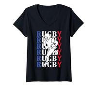 Femme Rugby Joueurs de Rugby Amateur Enfant garçon ritro T-Shirt avec Col en V