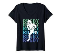 Femme Rugby Joueurs de Rugby Amateur Enfant garçon ritro T-Shirt avec Col en V