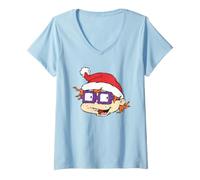Femme Rugrats Chuckie Santa Hat T-Shirt avec Col en V