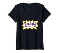 Femme Rugrats Classic Logo Name T-Shirt avec Col en V