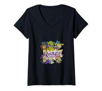 Femme Rugrats Group With Reptar Colorful 90s Vibes T-Shirt avec Col en V