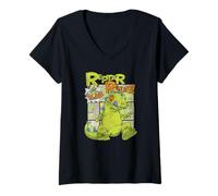Femme Rugrats Reptar Rules Colorful Comic Book Retro Cartoon T-Shirt avec Col en V