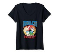 Femme Rugrats University 91 Tommy And Chuckie Collegiate Crest T-Shirt avec Col en V
