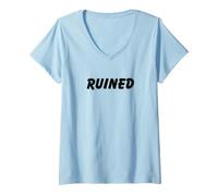Femme Ruiné Triste jeté pour la Fin d'un Couple T-Shirt avec Col en V