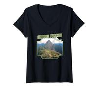 Femme Ruines du Machu Picchu du Pérou - Huayna Picchu T-Shirt avec Col en V
