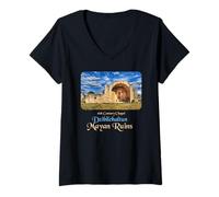 Femme Ruines mayas du Yucatan Chapelle du XVIe siècle Dzibilchaltun T-Shirt avec Col en V