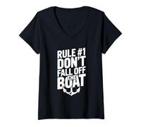 Femme Rule #1 Don't Fall Off The Boat Humour Nautique drôle T-Shirt avec Col en V