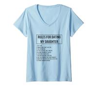 Femme Rules for Dating My Daughter Novelty Graphic Cool Designs T-Shirt avec Col en V