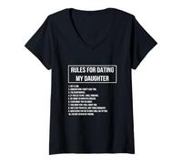 Femme Rules for Dating My Daughter Novelty Graphic Cool Designs T-Shirt avec Col en V