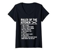 Femme Rules of The Kitchen Funny Master Cook Chef Cooking Blague T-Shirt avec Col en V